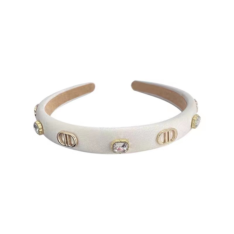 Băng Đô Cài Tóc Xốp Đính Kim Cương Chữ D Đơn Giản Thời Trang Hàn Quốc Cho Nữ