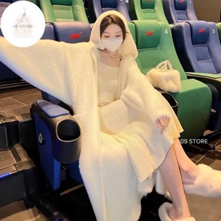 Cardigan lông thỏ , áo khoác mùa đông len lông thỏ có mũ phong cách Hàn Quốc