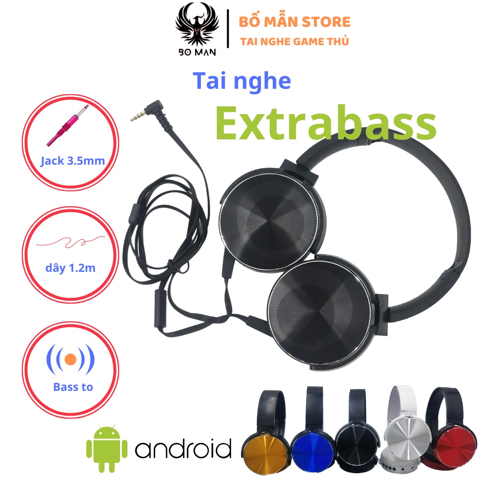 Tai nghe chụp tai Extra Bass XB450AP BOMAN có dây có mic chống ồn bass