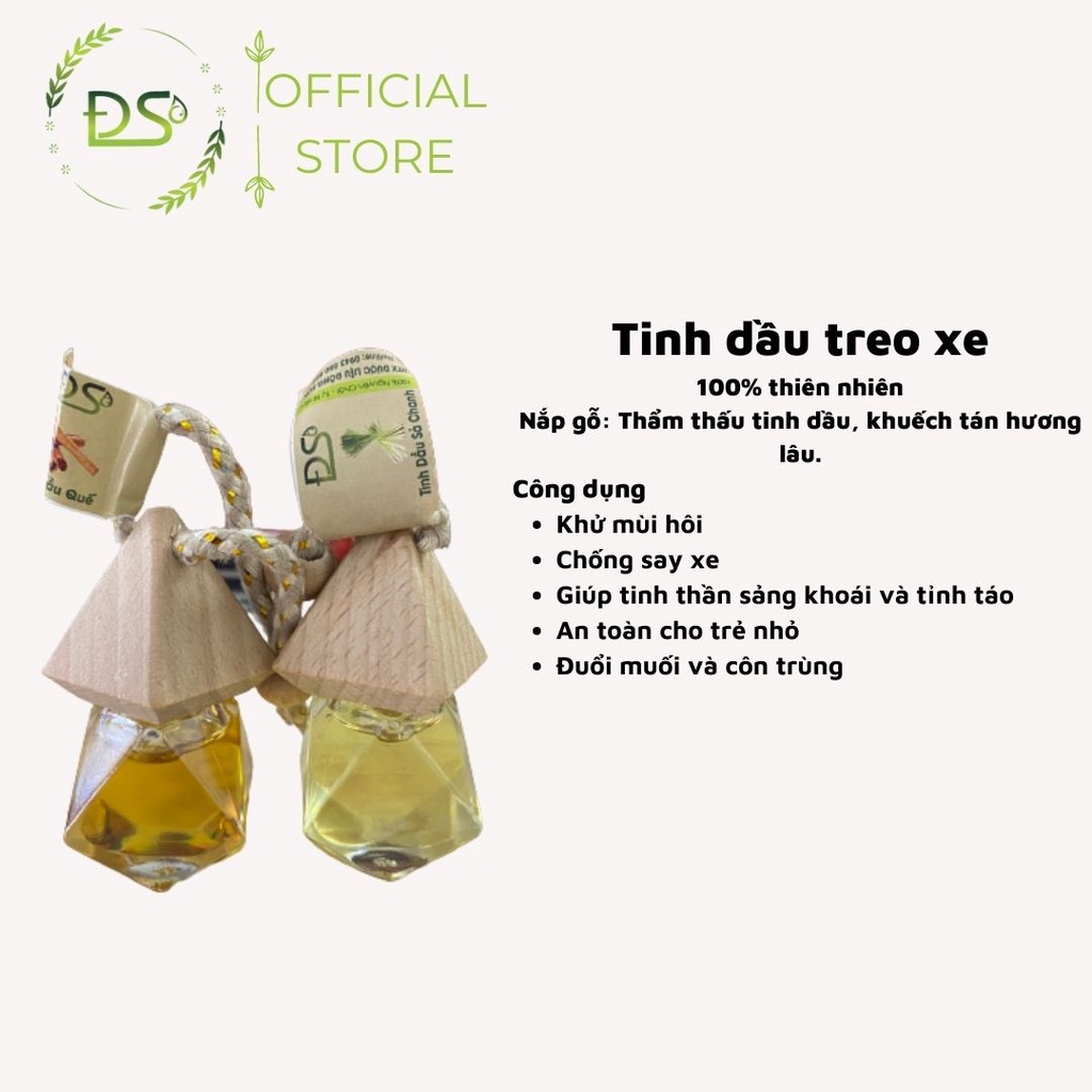 Tinh dầu treo xe ô tô HTX Dược liệu Đông Sơn giúp khử mùi xe mới, chống say xe, thay thế nước hoa hiệu quả - 8ml/chai