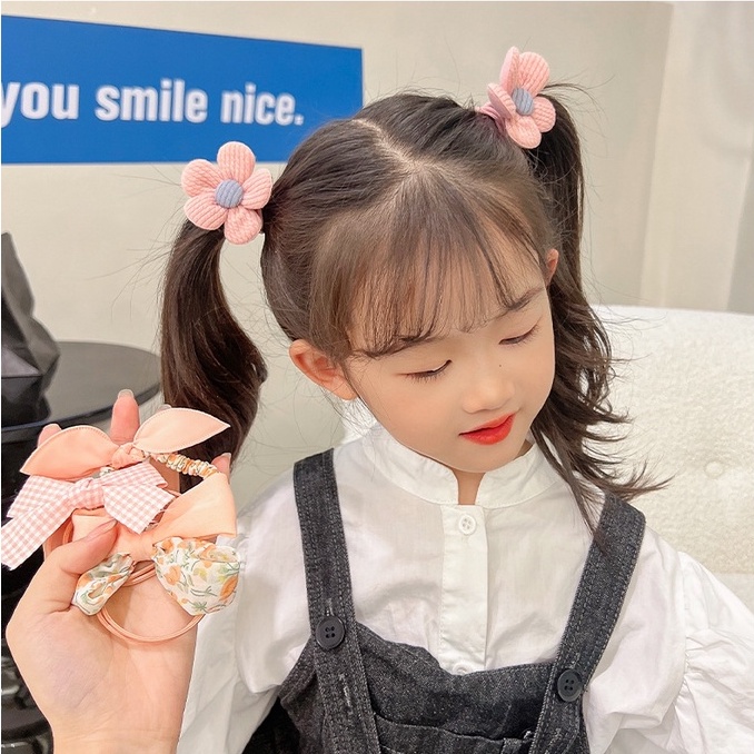 Túi 10 dây cột tóc cho bé gái/nơ buộc tóc tiểu thư phong cách Hàn quốc màu pastel siêu xinh