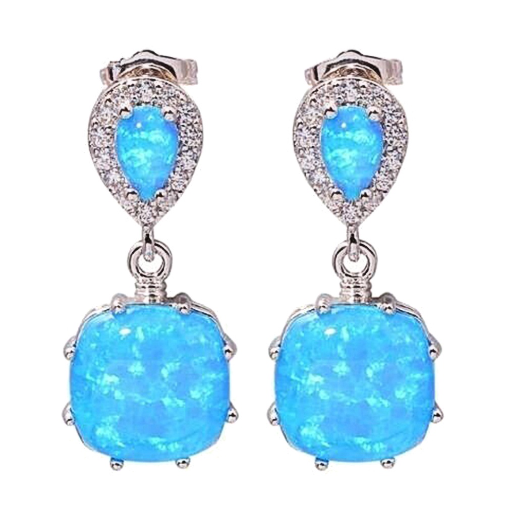 Bông Tai Đính Đá Opal Thời Trang Cho Nữ