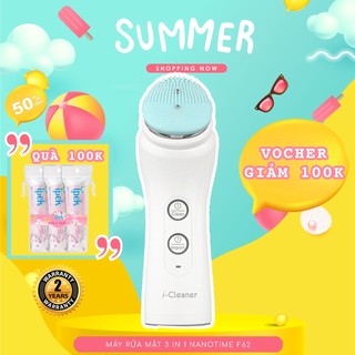 Máy rửa mặt công nghệ siêu âm bổ sung ION 3in1 Nanotime F62 HT Beauty làm sạch sâu, se khít lỗ chân lông