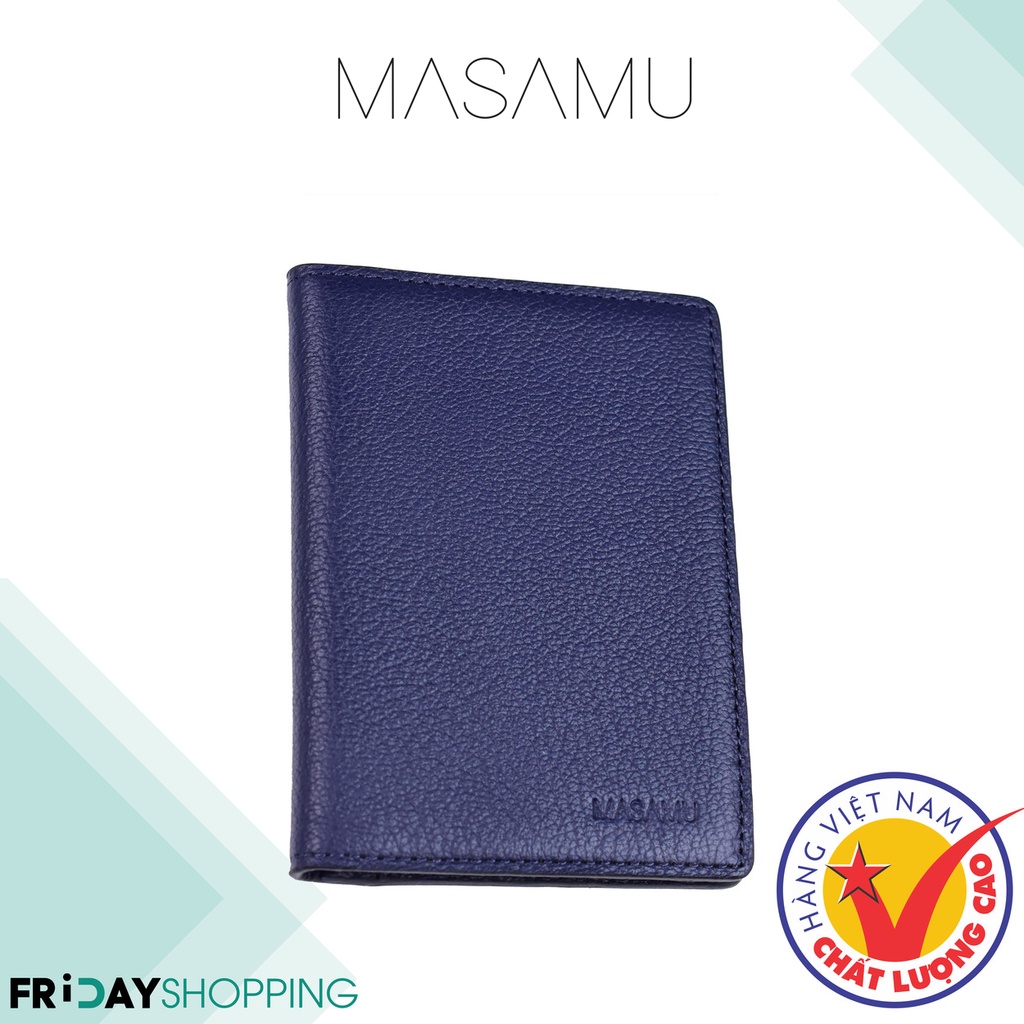Ví da bò đựng card MASAMU màu xanh Navy