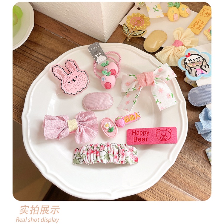 Set 09 ghim tóc, chun tóc, kẹp tóc cho bé gái và bạn gái may thủ công xinh xắn, dễ thương ngọt ngào