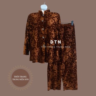 Bộ đồ nhung trung niên dày dặn ấm áp thu đông cho người già và trung niên. Bộ đồ mặc nhà