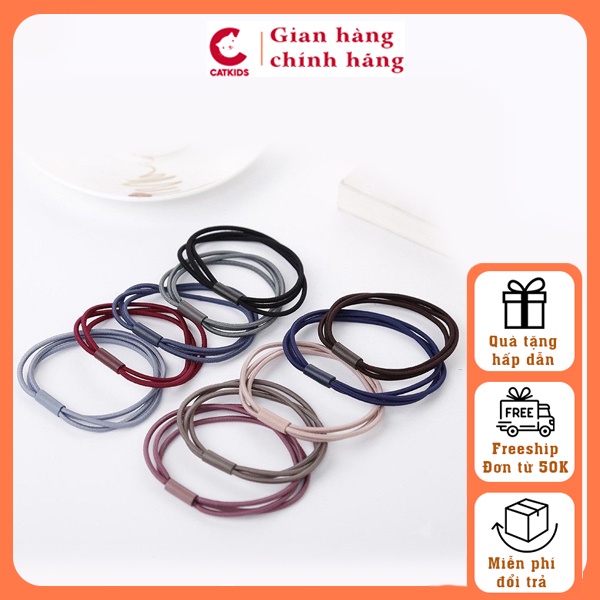 10 Dây buộc tóc trơn basic 3 vòng chắc chắn nhiều màu DC38
