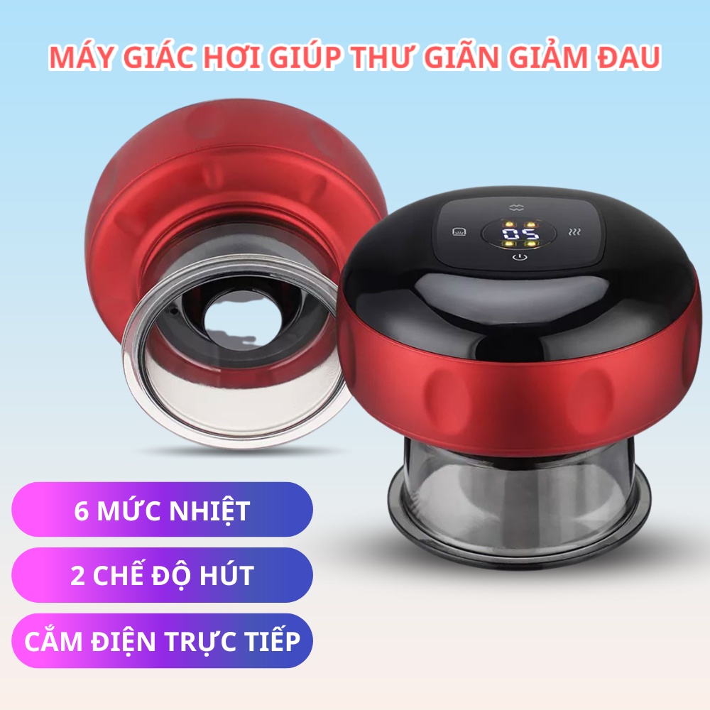 Máy massage giác hơi - Máy Cạo Gió, Hút Chân Không Điện Tử 6 Chế Độ, Dụng Cụ Giác Hơi Không Dùng Lửa Thông Minh