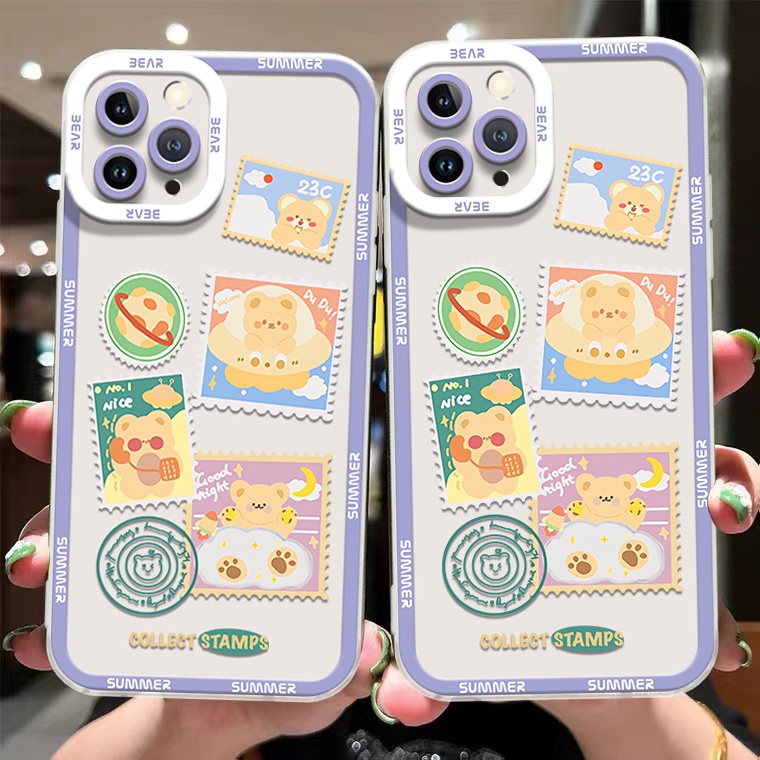 Ốp Điện Thoại Silicon TPU Mềm Trong Suốt Hình Gấu Chống Sốc Cho IPhone 14 13 Pro Max 11 12 6S 7 8 14 Plus X XS XR