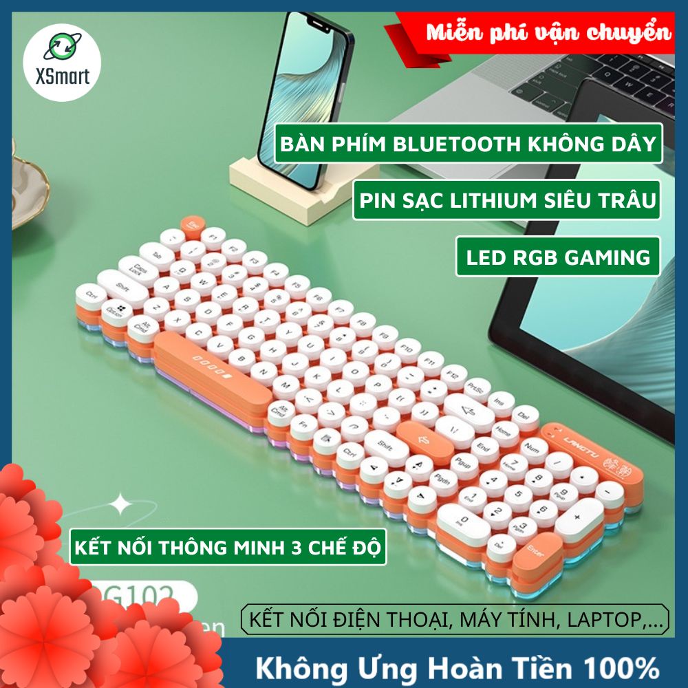 Bàn Phím Bluetooth Không Dây Pin Sạc OG80 Kết Nối Thông Minh 3 Chế Độ Bluetooth 5.0/ USB 2.4Ghz/ Type-C Laptop, ĐT, IPad