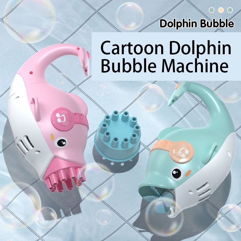 Máy bắn bong bóng cá heo 10 nòng cho bé - Máy máy phun thổi bong bóng xà phòng hình cá heo