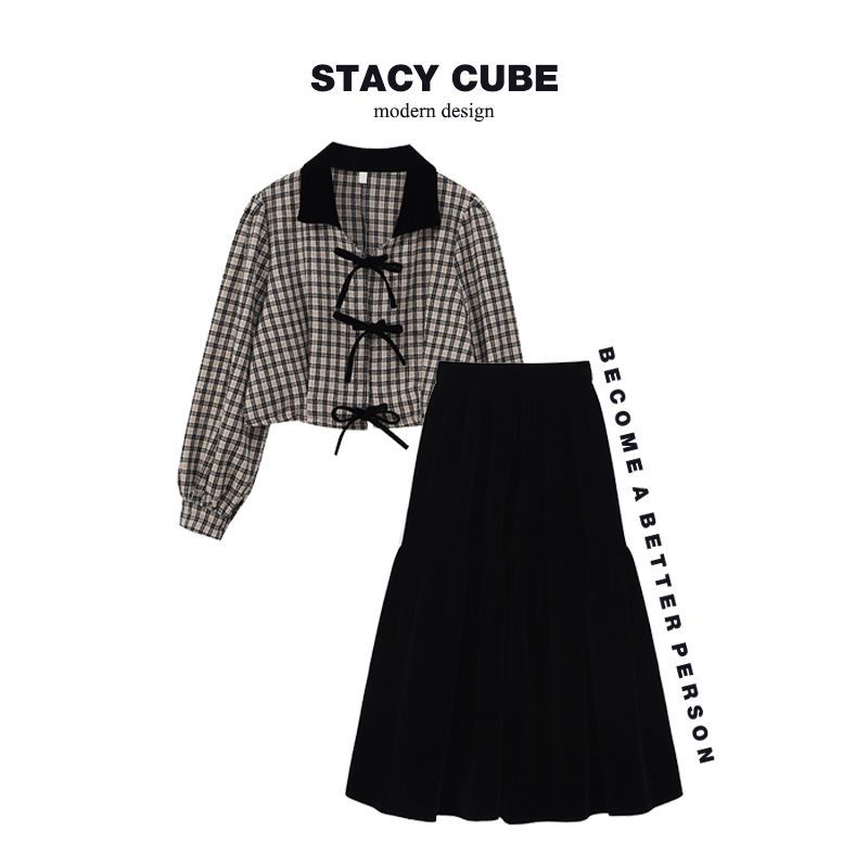 Bộ Áo + Chân Váy Plus Size Thời Trang Mùa Thu 2022 Dành Cho Nữ