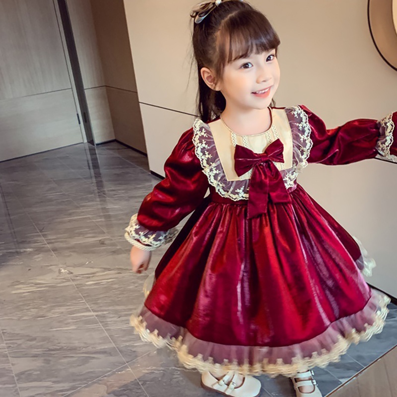 Đầm Công Chúa Tay Dài Kiểu Lolita Thời Trang Xuân Thu Cho Bé Gái