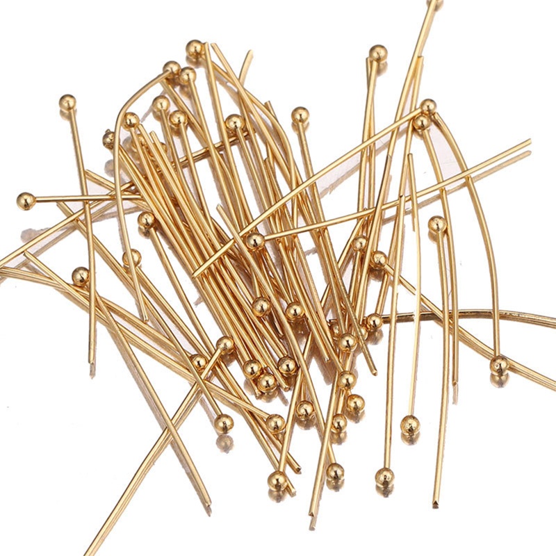 Bộ 50 Ghim Đầu Tròn Màu Vàng / Bạc 40 35 20 30mm Dùng Làm Trang Sức Thủ Công