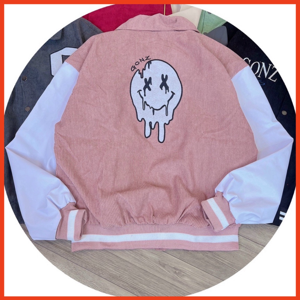 Áo khoác Bomber giới tính Vins Fashion chất kaki nhung tăm 2 lớp thời thượng ống tay áo phối vải da mẫu mã mới hót trend