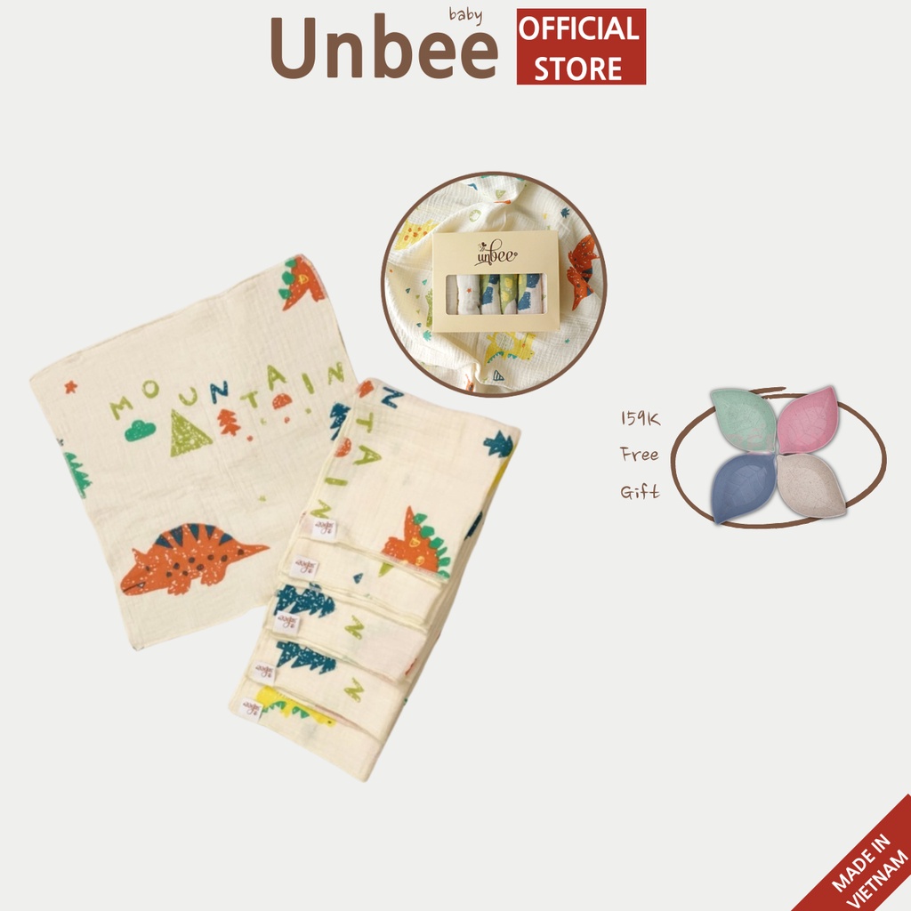 Khăn Sữa Đa Năng Unbee Set 6 chiếc/Hộp - Chất Liệu Xô Muslin Hàn Cao Cấp (32*32cm) PN009