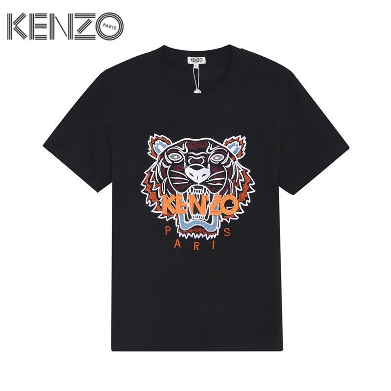 Áo Thun Tay Ngắn Cổ Tròn Chất Liệu 100% Cotton Thêu Hoạ Tiết Đầu Hổ Kenzo Thời Trang Cho Nam Giới