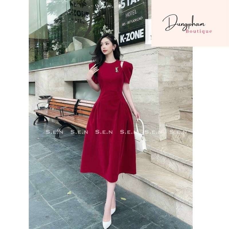 Đầm nhung dài kèm tag sang trọng _ Dungpham Boutique
