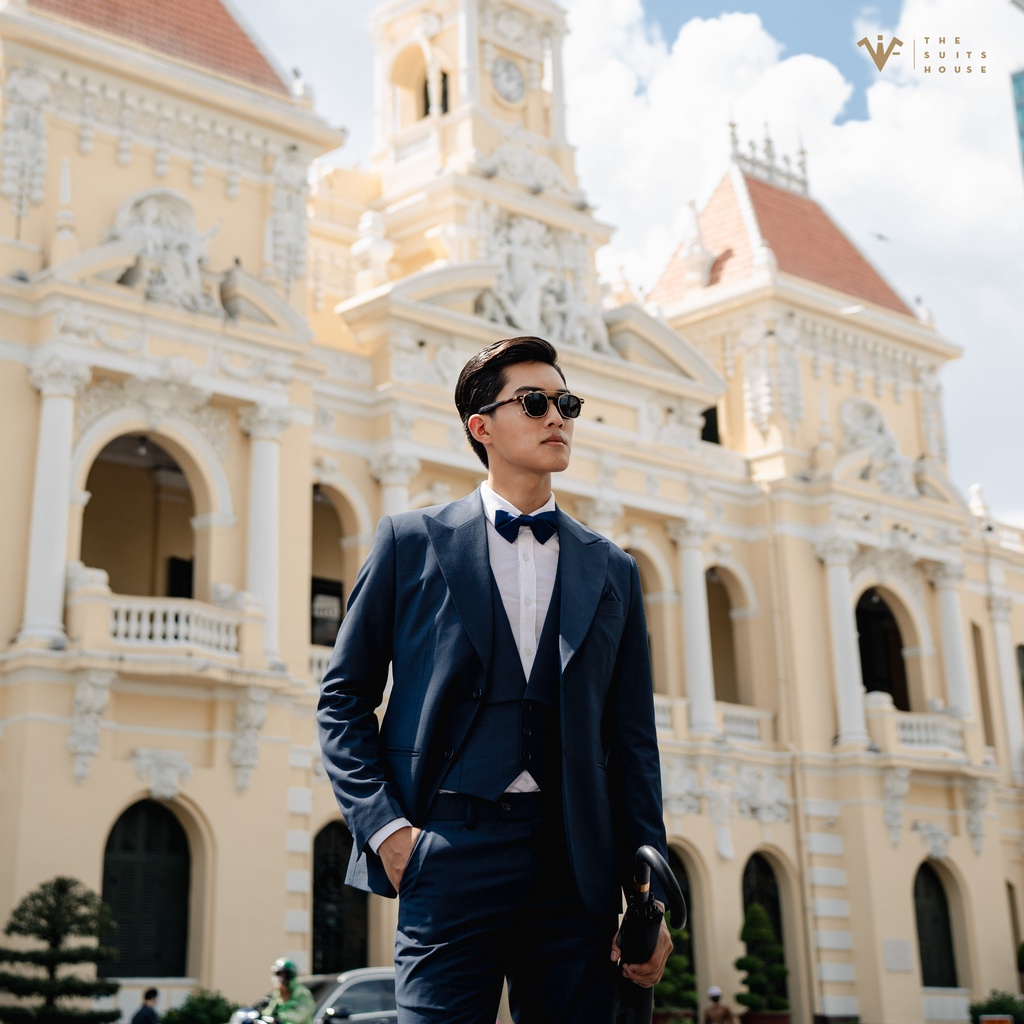 Bộ vest nam xanh đen, suits sartorial, chất Wool, chuẩn form The Suits House