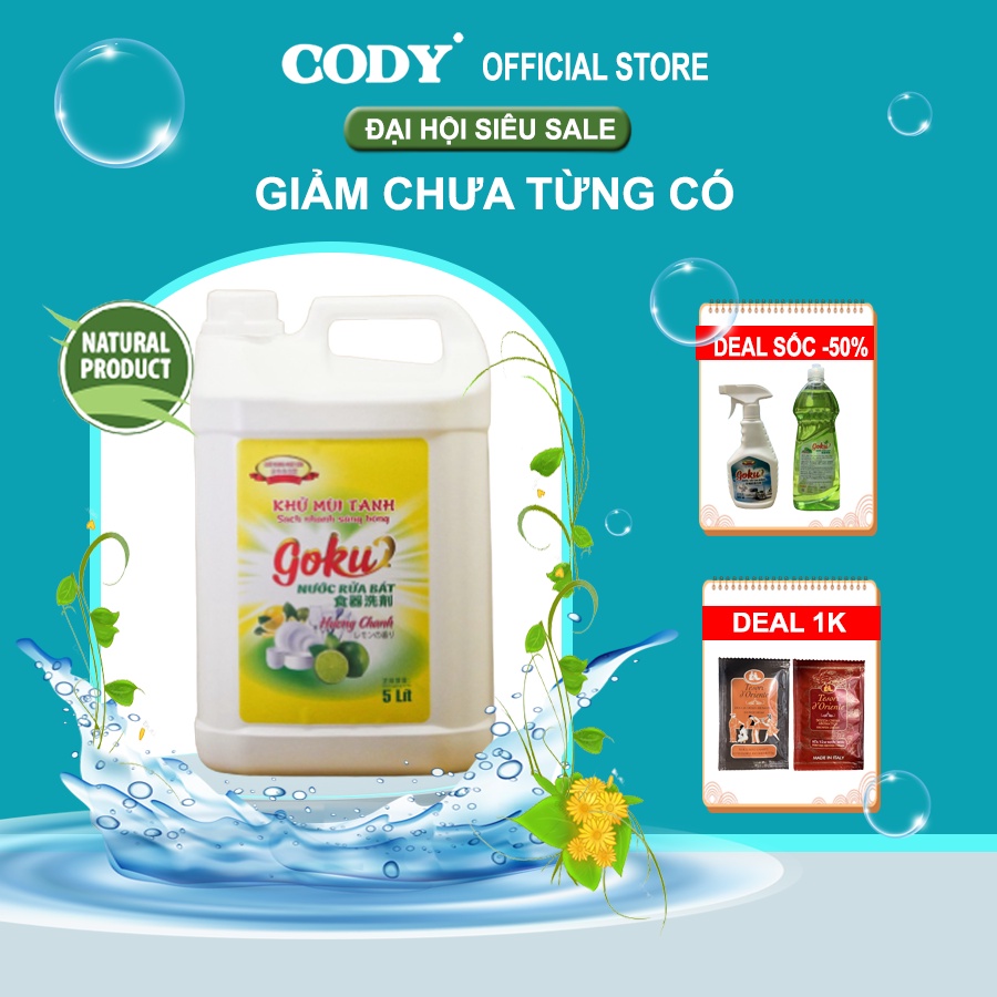 Nước rửa chén hữu cơ CODY công nghệ Nhật Bản can 5L an toàn với da tay nhạy cảm nhất