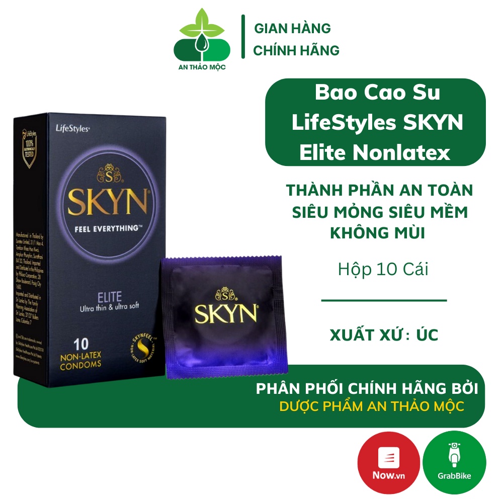 Bao cao su LifeStyles SKYN Original Non latex siêu mỏng không mùi cao su không gây dị ứng hộp 10 cái