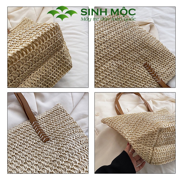 Túi xách nữ, túi cói vintage, túi đi biển Sinh Mộc - M3010