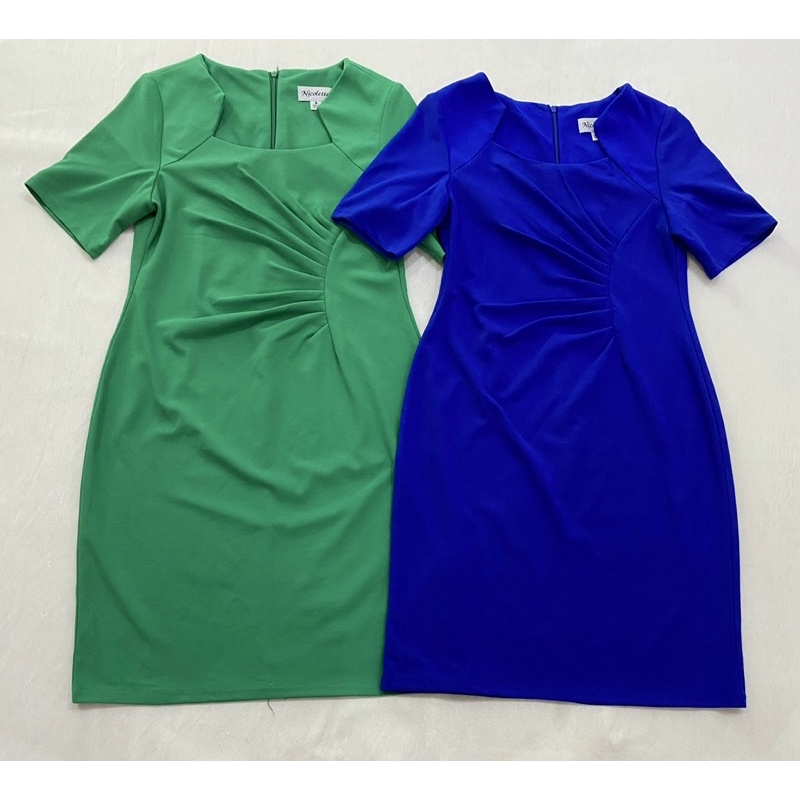 (D388) Đầm công sở tay ngắn vải thun cát Nicolette (Size 6) - Thanh lý vnxk