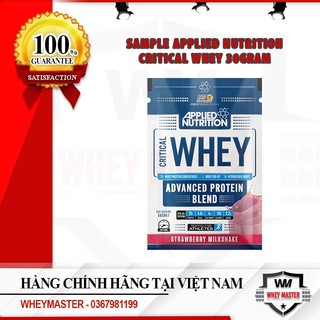 Combo 2 sample applied nutrition critical whey 30g tăng cơ, giảm mỡ chứa whey protein isolate, hydro whey