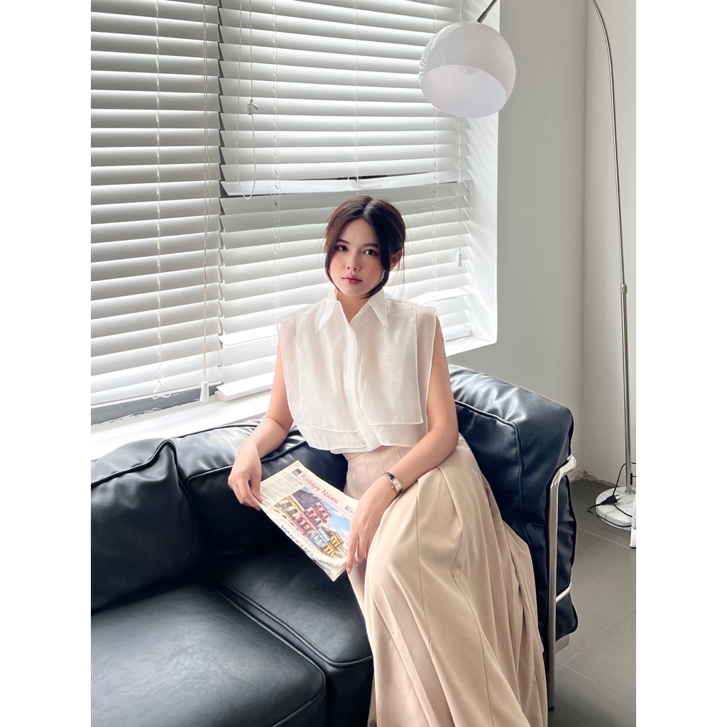 Chân váy công sở xếp ly thanh lịch màu nâu xám Cindy Skirt