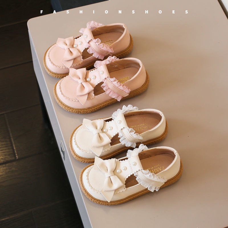 Giày Búp Bê Da Đế Mềm Đính Hạt Giả Ngọc Trai Xinh Xắn Phong Cách Lolita 2022 Cho Bé Gái