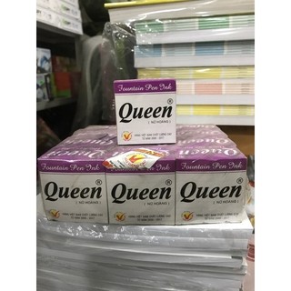Mực Queen 30ml viết bút máy, mực màu tím, lọ thuỷ tinh