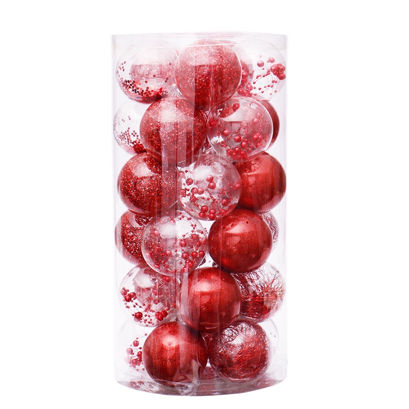 Set 30 Quả Châu Trong Suốt Kích Thước 6cm Trang Trí Cây Thông Giáng Sinh