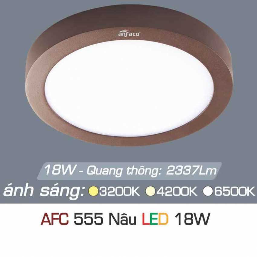 Đèn ốp trần Anfaco AFC 555 viền nâu ánh sáng đơn sắc