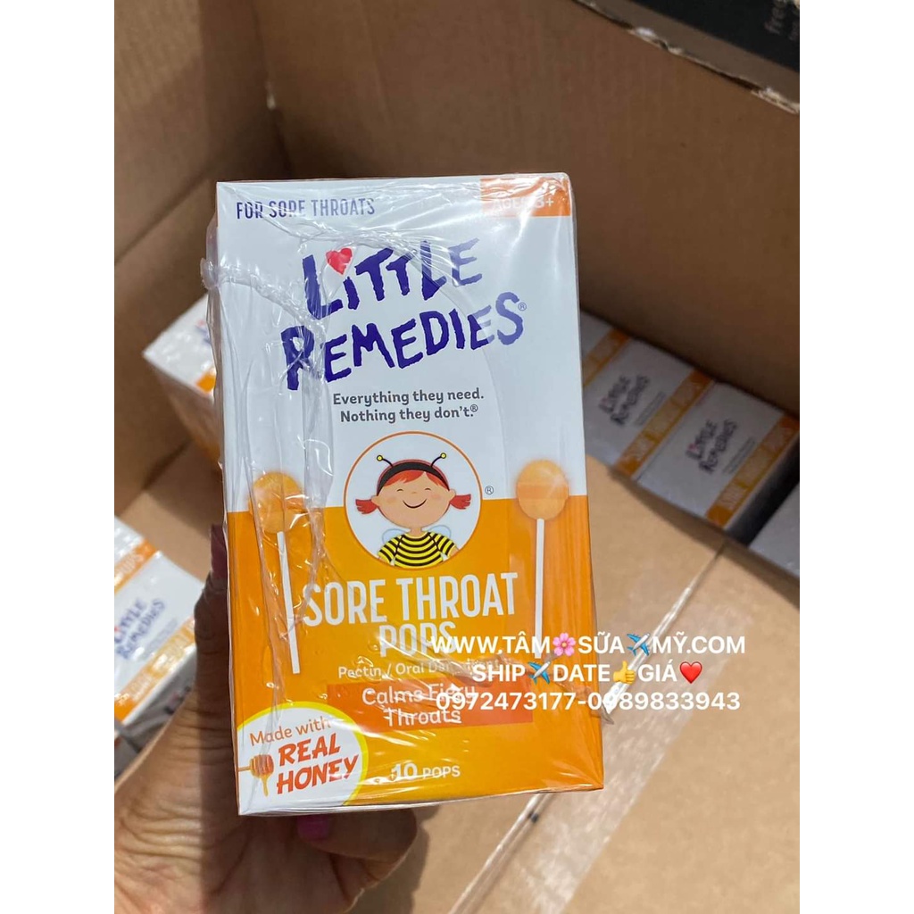 Kẹo mút giảm ho Little Remedies Sore Throats Pops