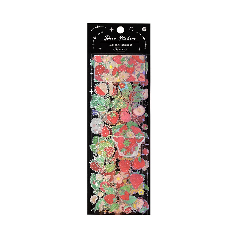 Bộ 3 Tấm Sticker Bạc Dán Trang Trí Hình Hoa Quả Dễ Thương