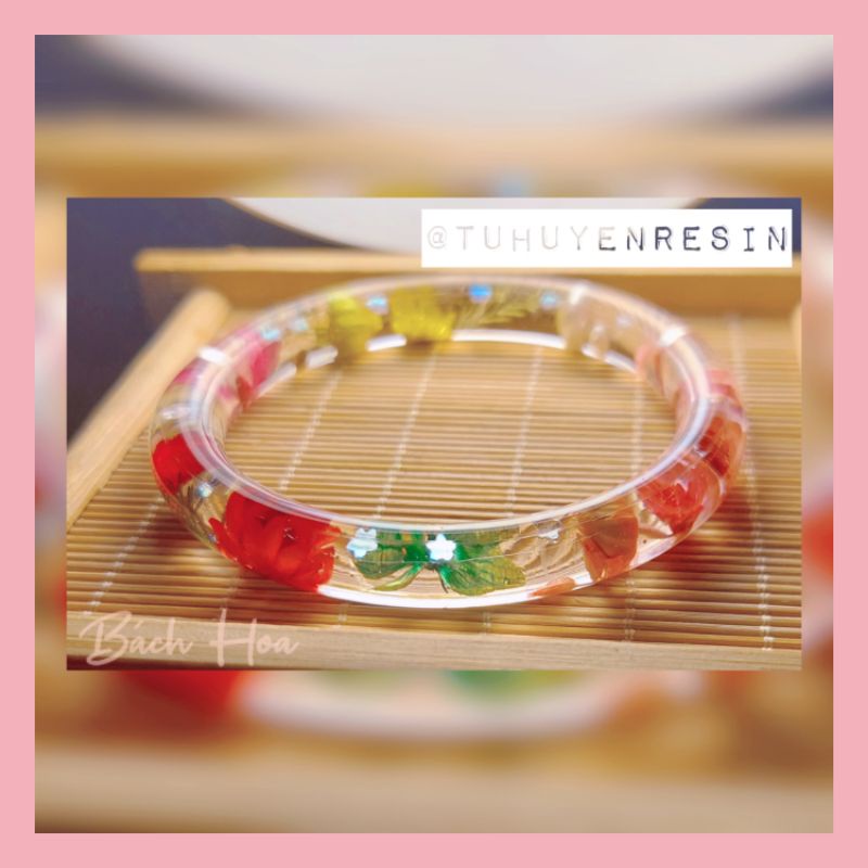 Vòng tay resin hoa khô nhà Tư Tư làm theo mẫu có sẵn☘_ mẫu #4.2