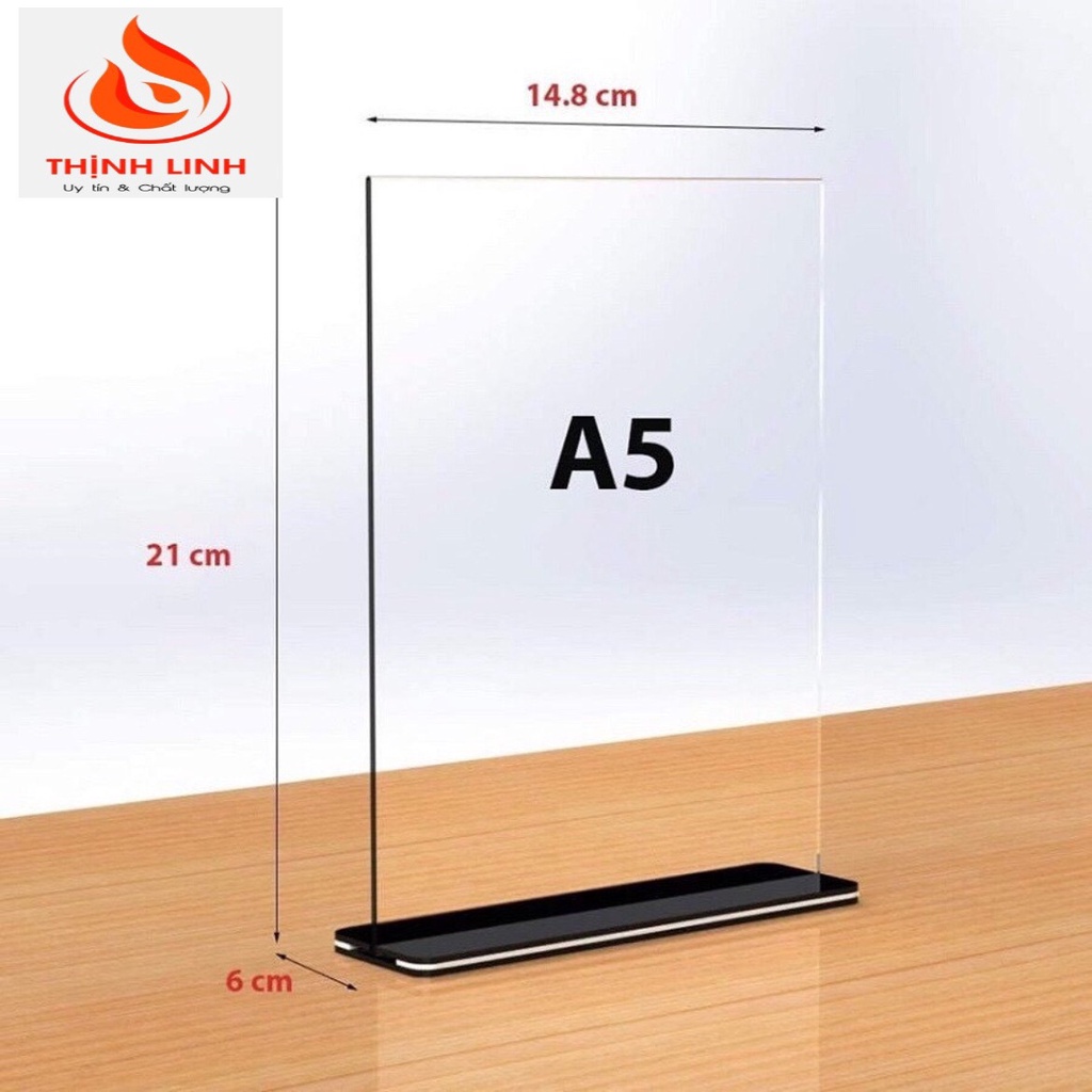 Bảng menu mica A5, Menu mica để bàn A5, Kệ mica để bàn A5, Menu mica A5