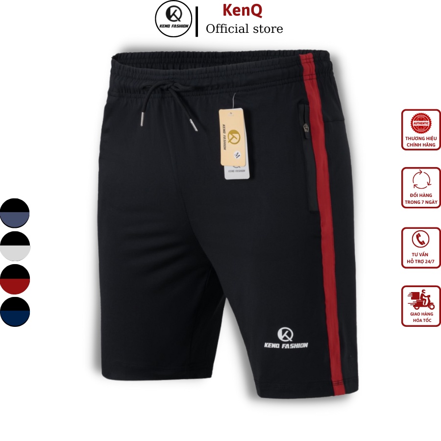 Quần đùi thể thao nam KenQ-04, quần short thể thao chất liệu thun poly mềm mịn, co dãn tốt, vận động thoải mái