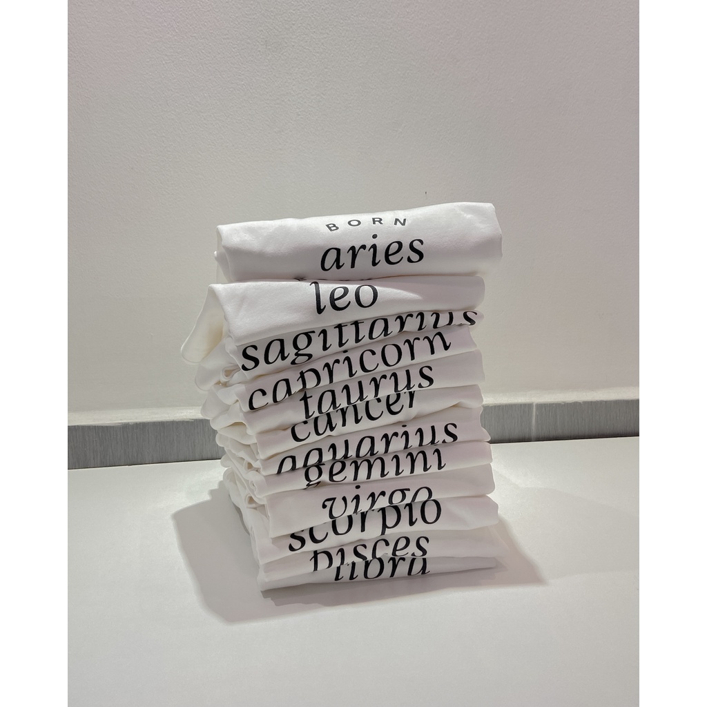 Áo thun trắng cotton ⭐ HOROSCOPE ⭐ (freesize)