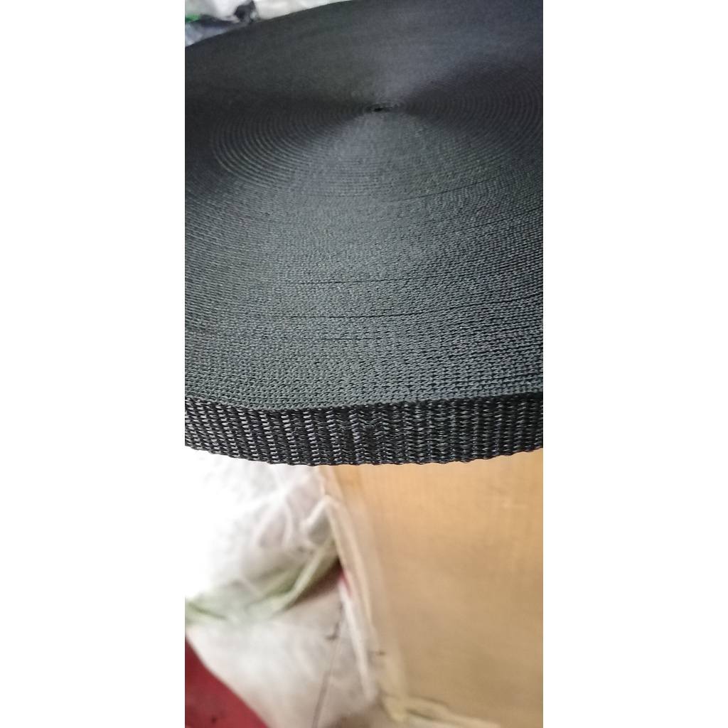 Dây đai cotton, dây dù dẹp, dây quai túi màu đen size 3cm