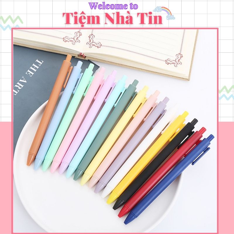 Bút Bi Bấm Gel Ngòi 0.5mm Viết Mực Đen Vỏ Màu Macaron Xinh Xắn Dành Cho Học Sinh, Sinh Viên, Văn Phòng Có Chọn Màu BB02