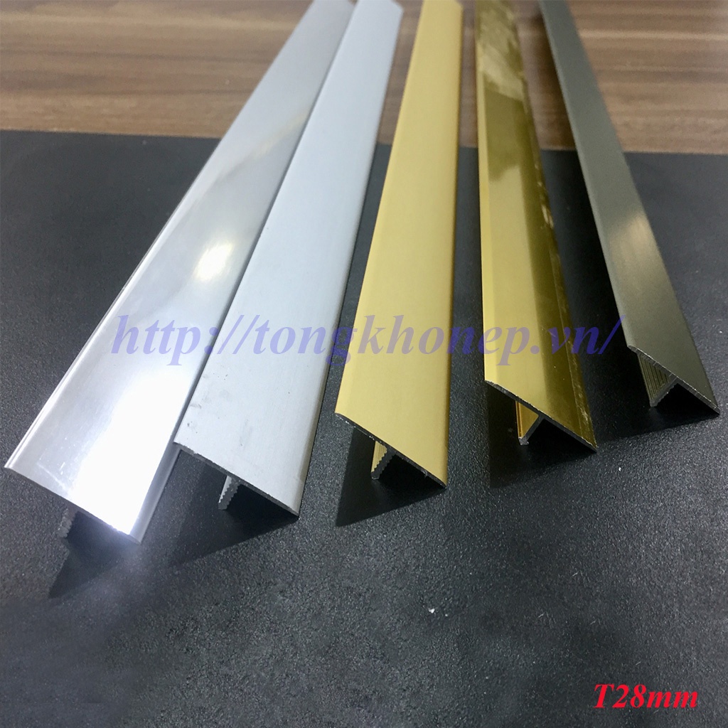 Nẹp nhôm chữ T 28mm nối sàn gỗ, xử lý khe giãn cách