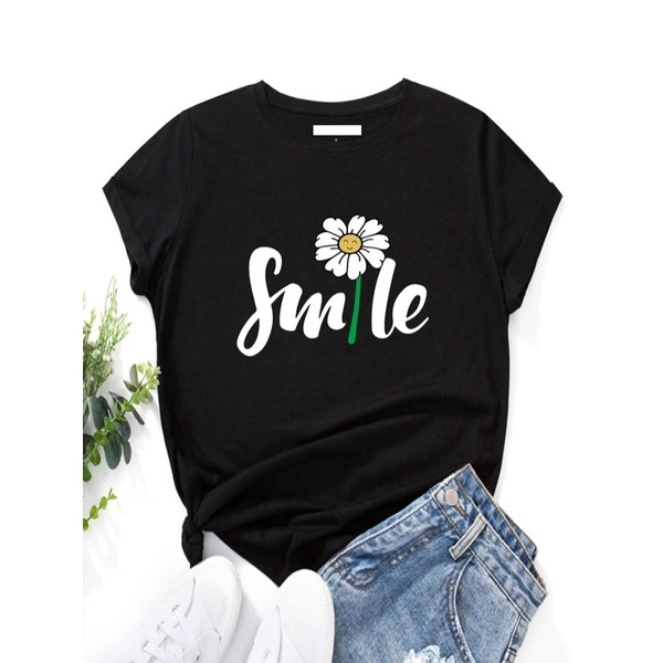 HT-Áo thun đen chữ Smile big size XL 70-80kg