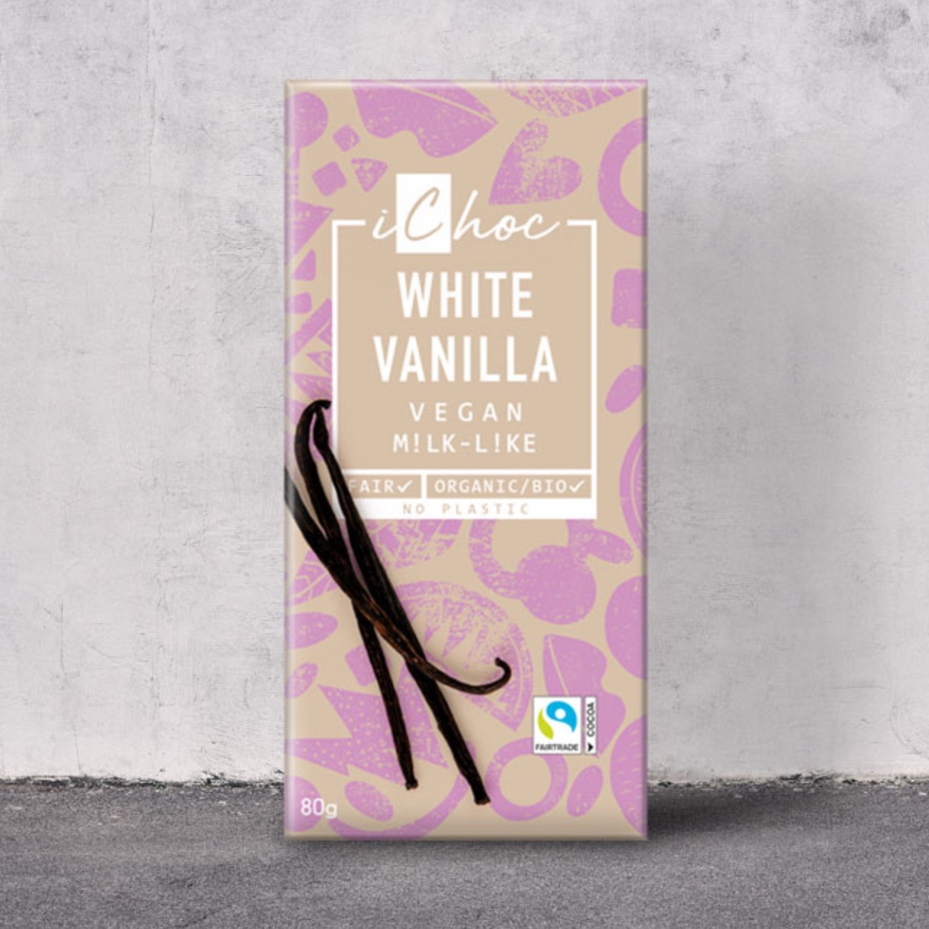 Socola hữu cơ thuần chay vị Vanilla trắng (White Vanilla) 80gr - iChoc