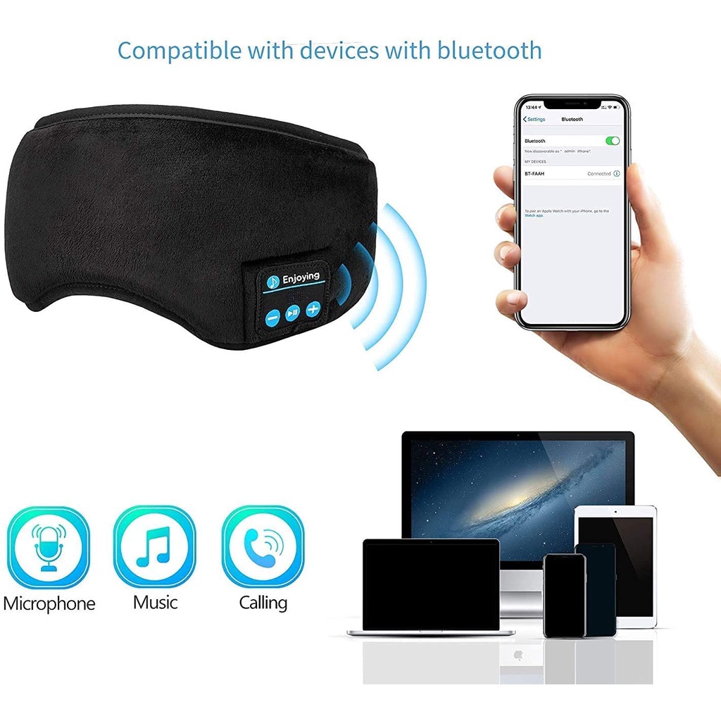 Bịt Mắt Ngủ Bluetooth 5.0 Không Dây Tiện Dụng Khi Đi Du Lịch