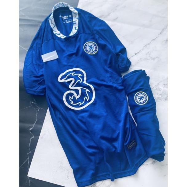Set Bộ quần áo bóng đá thể thao nam nữ vải gai mịn thái lan clb chelsea Fc mùa giải 2022 2023 áo xanh quần xanh