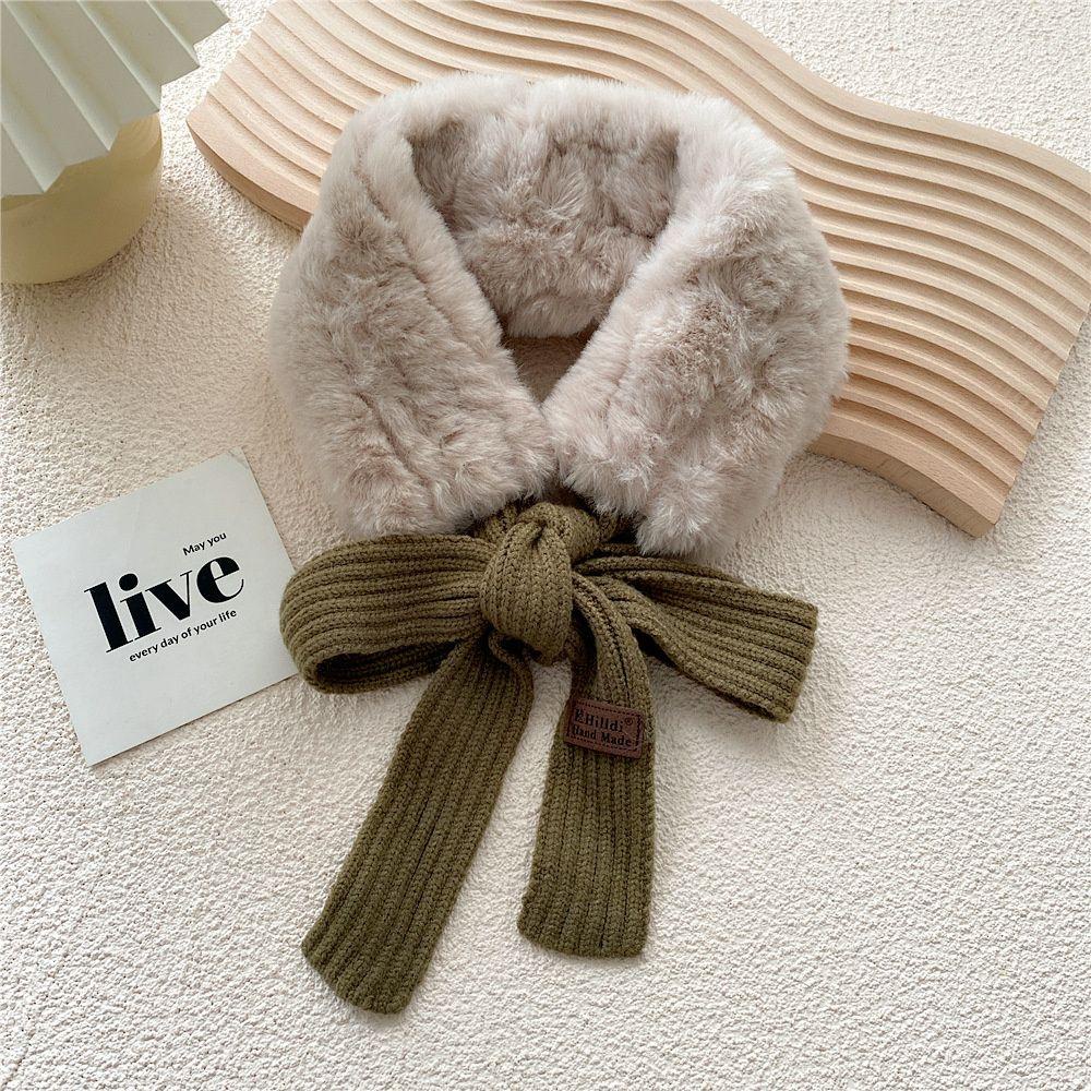 Khăn Choàng Cổ Dệt Kim Phối Lông Thỏ Nhân Tạo Thời Trang Mùa Thu Cho Nữ