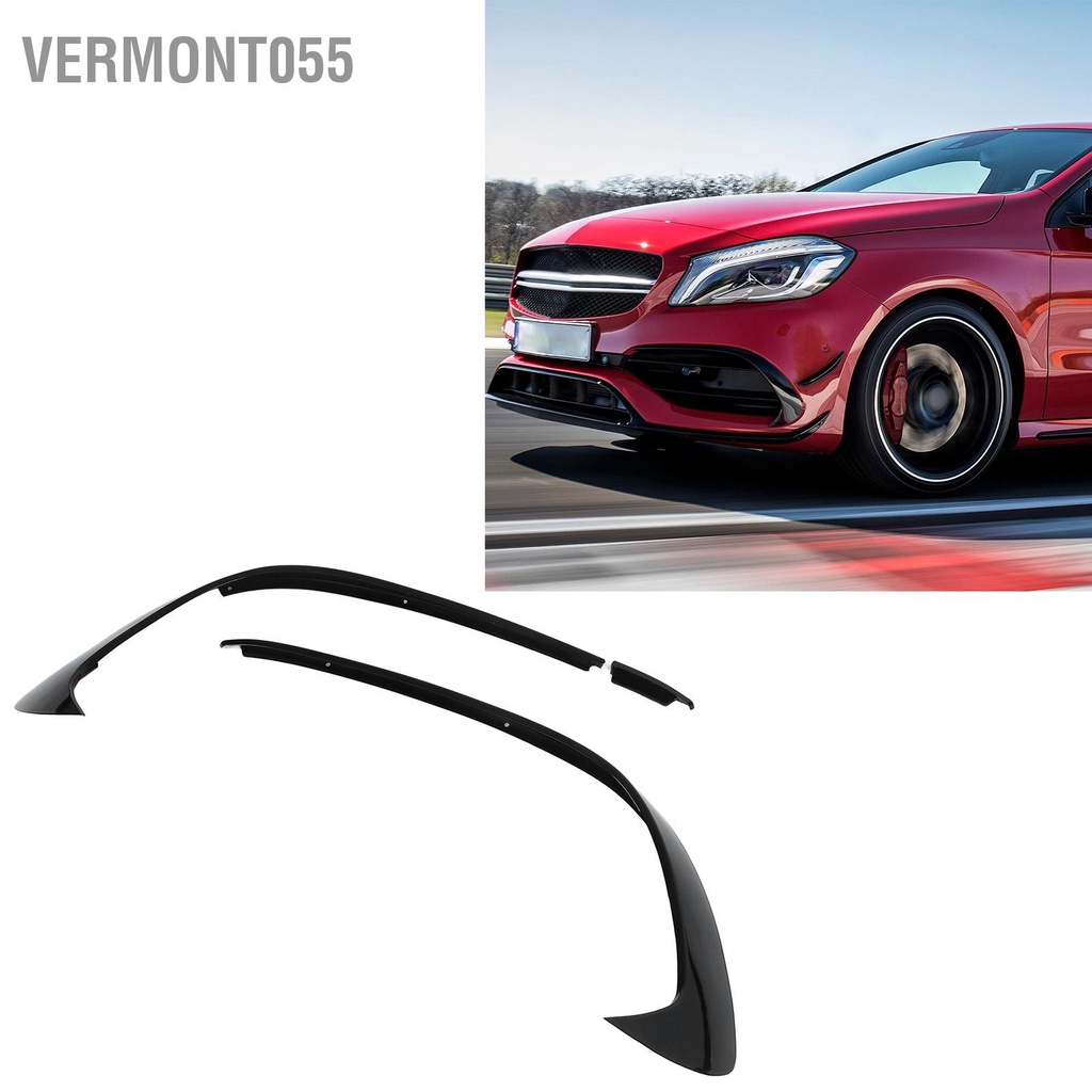 Có thể bán buôn 3 cái Màu đen bóng Mặt trước Cản gió Bộ chia cắt trang trí Thay thế cho Mercedes ‑ Benz A Class W176 AMG Dòng A45 2015‑2018 Vermont055 Hàng giao ngay