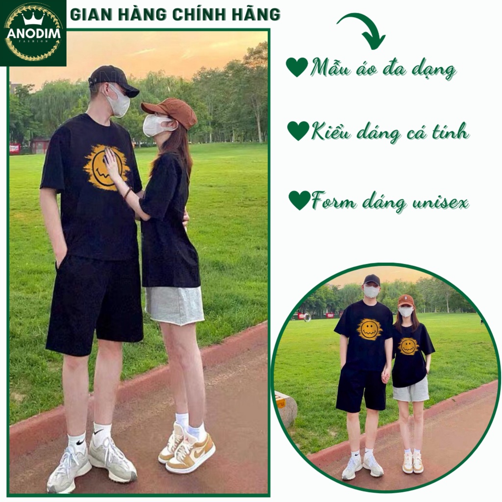 Áo thun cặp đôi, áo đôi in hình MẶT CƯỜI unisex basic cá tính