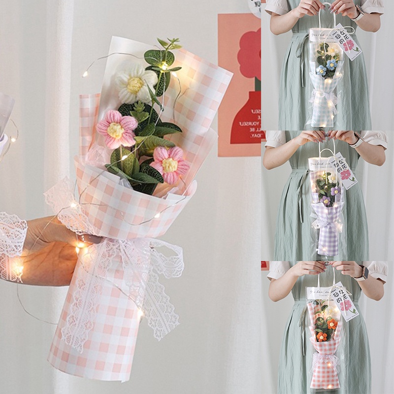 Bó Hoa Tulip Nhân Tạo Đan Tay Dùng Làm Quà Tặng Sinh Nhật / Lễ Tình NhânJp5
